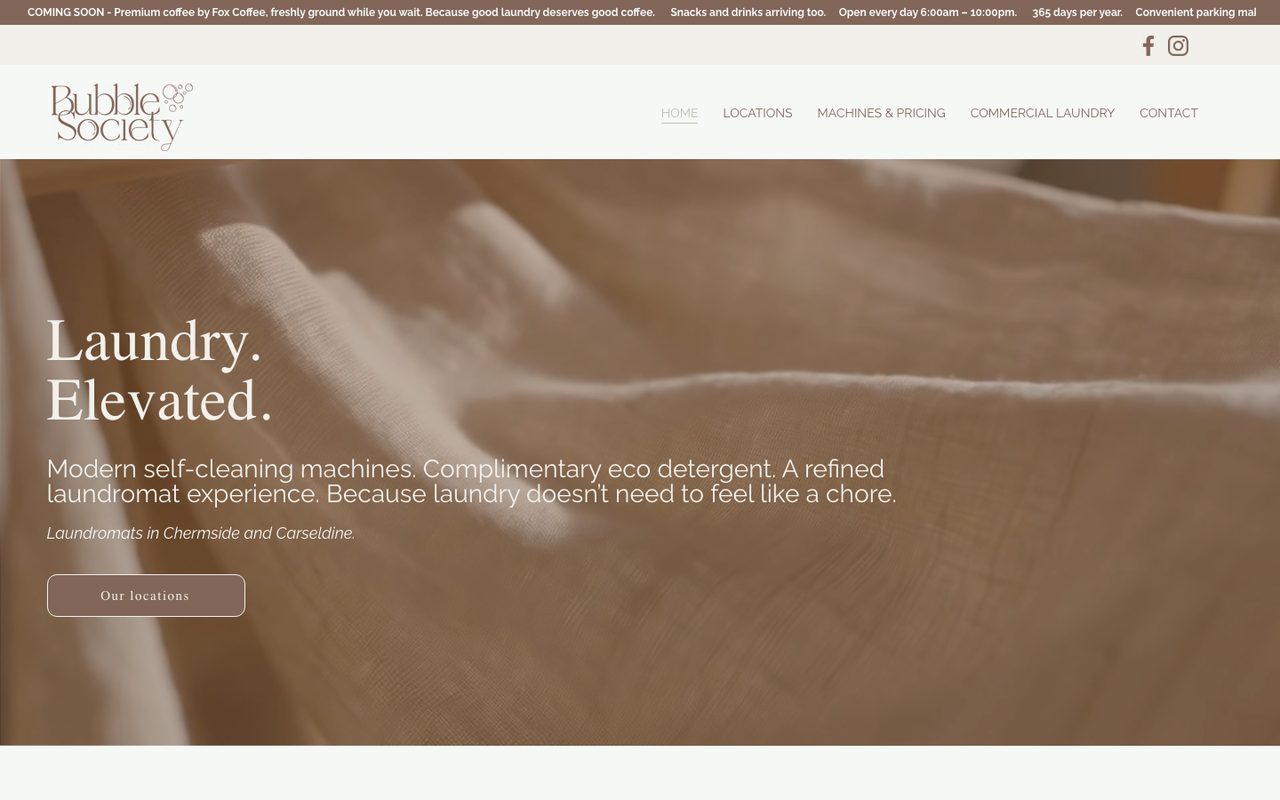 Bubble Society website home page