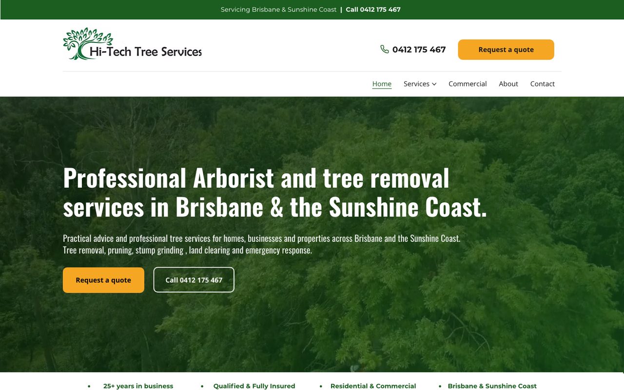 Hi Tech Trees website home page